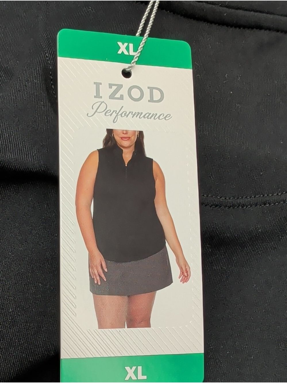 Izod Women's Black Sleeveless Zip Mock Neck Performance Size XL